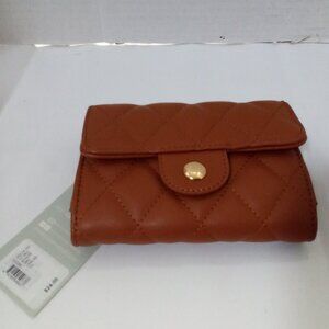 Every Hour Faux Leather Wallet Brown Snap Closure 6" x 4.5" NWT
